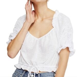 Free People White Dorothy Boho Crop Top